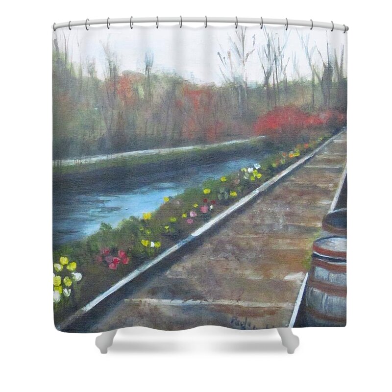 Lambertville Shower Curtain featuring the painting Lambertville RR #2 by Paula Pagliughi
