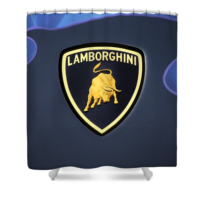Lamborghini Emblem Shower Curtain featuring the photograph Lamborghini Emblem by Mike McGlothlen