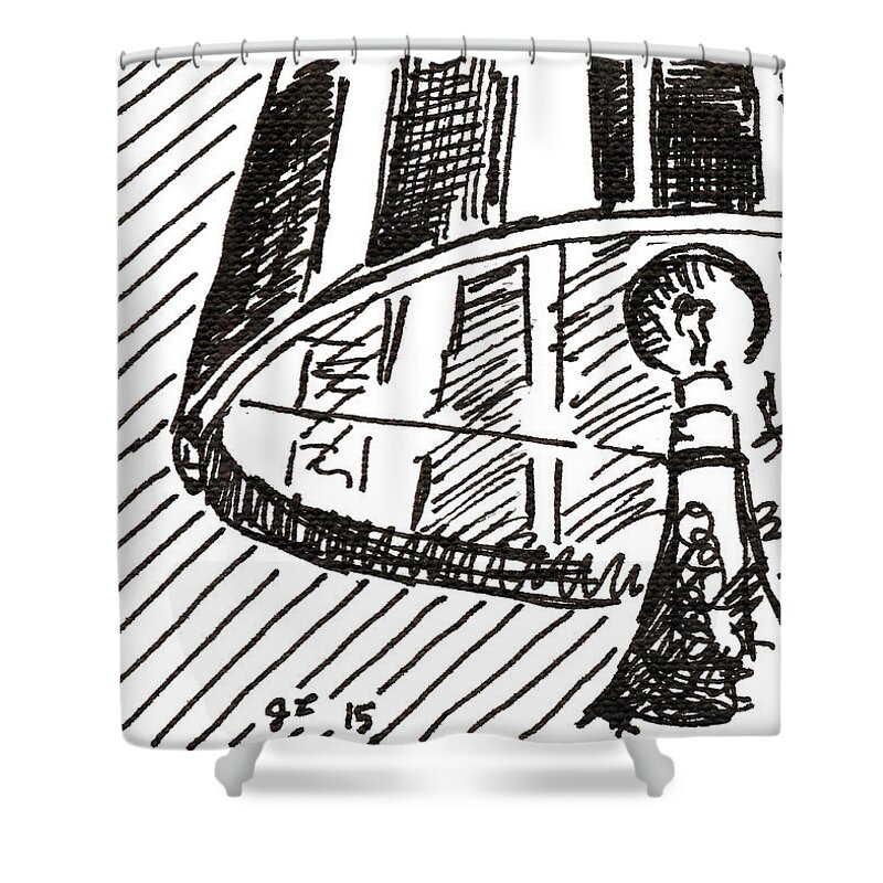 Lamp Shower Curtain featuring the drawing Lamp 1 2015 - ACEO by Joseph A Langley