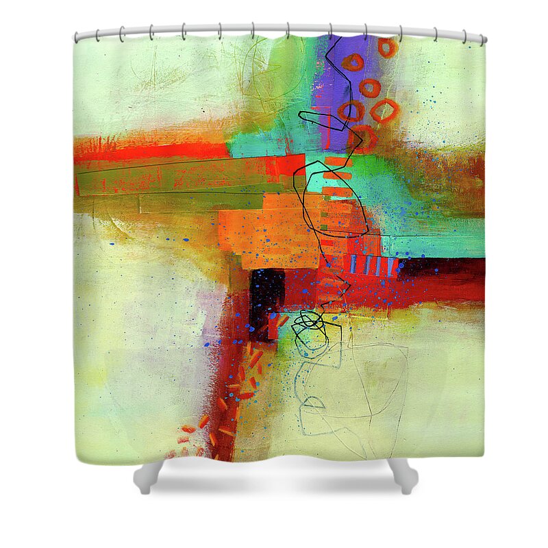 Jane Davies Shower Curtain featuring the painting Land Line #1 by Jane Davies