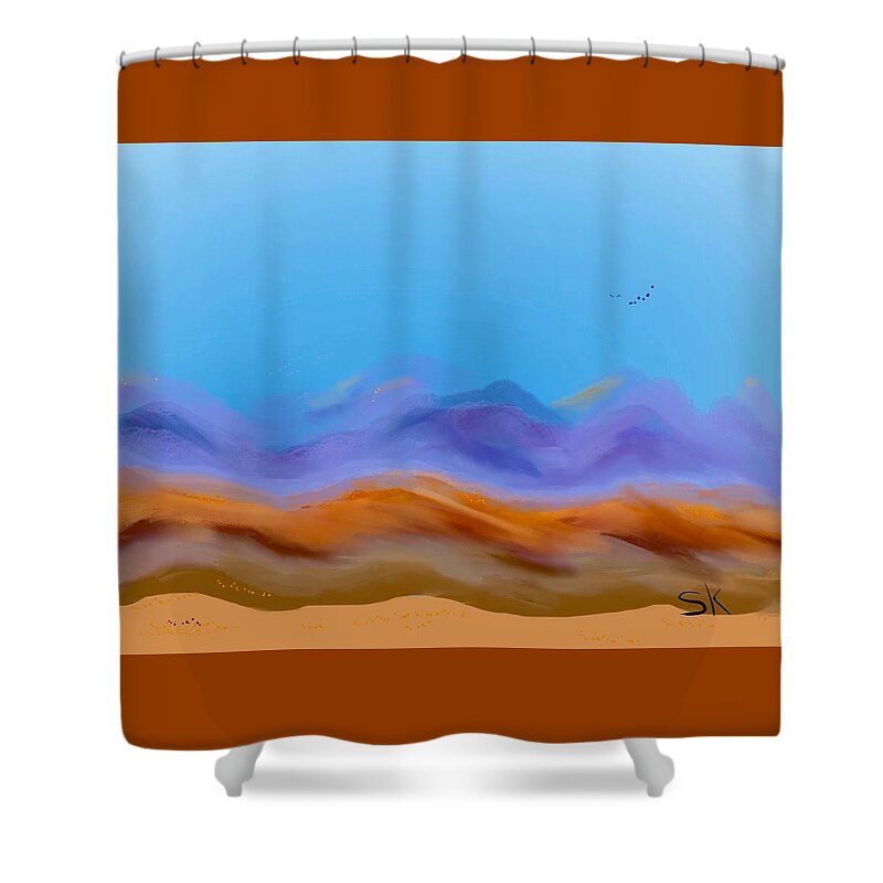Landscape Shower Curtain featuring the digital art Land Lines by Sherry Killam