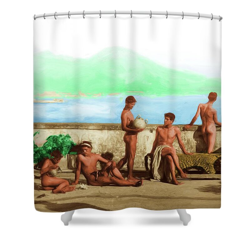 Wilhelm Shower Curtain featuring the painting Land of Fire by Troy Caperton