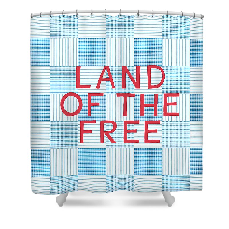 Land Of The Free Shower Curtain featuring the painting Land Of The Free by Linda Woods