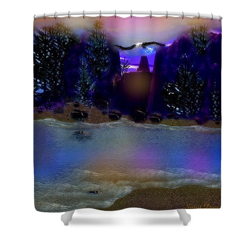 Universe Shower Curtain featuring the digital art Land Of The Rainbow by Spirit Dove Durand