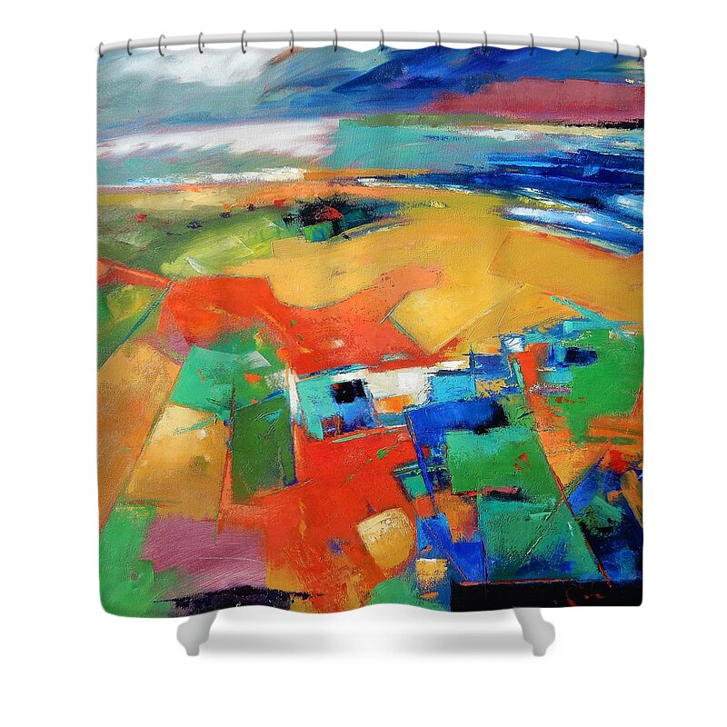 Landscape Shower Curtain featuring the painting Landforms, Suggestion of a Memory by Gary Coleman