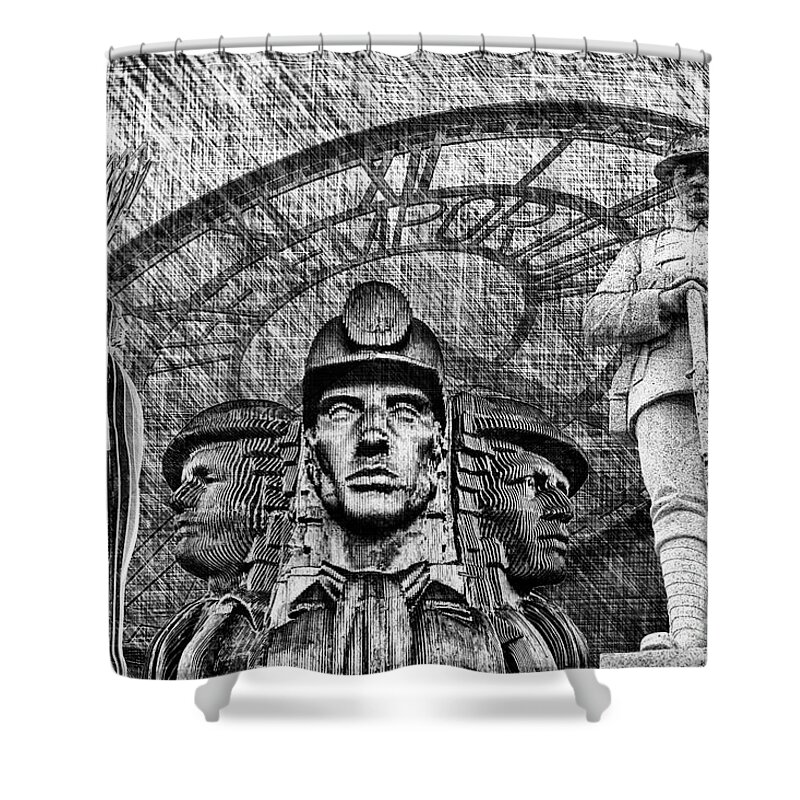 Landmarks Shower Curtain featuring the photograph Landmarks 2 Black And White by Steve Purnell