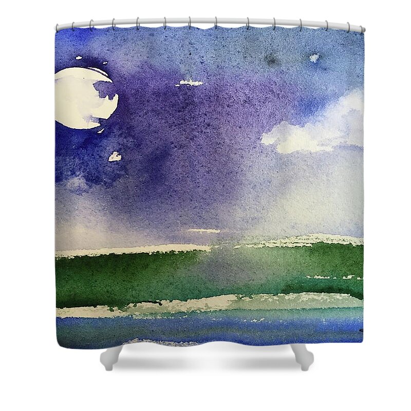 Moon Shower Curtain featuring the painting Goodnight Moon by Bonny Butler