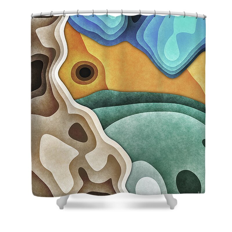 Earth Tones Shower Curtain featuring the digital art Landscape of Layers by Phil Perkins