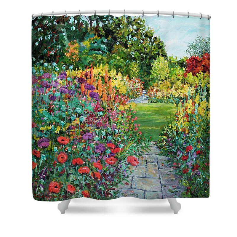 Flowers Shower Curtain featuring the painting Landscape with Poppies by Ingrid Dohm