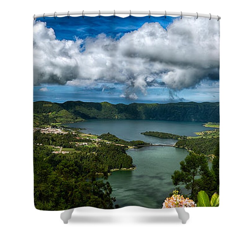 Acores Shower Curtain featuring the photograph LandscapesPanoramas015 by Joseph Amaral