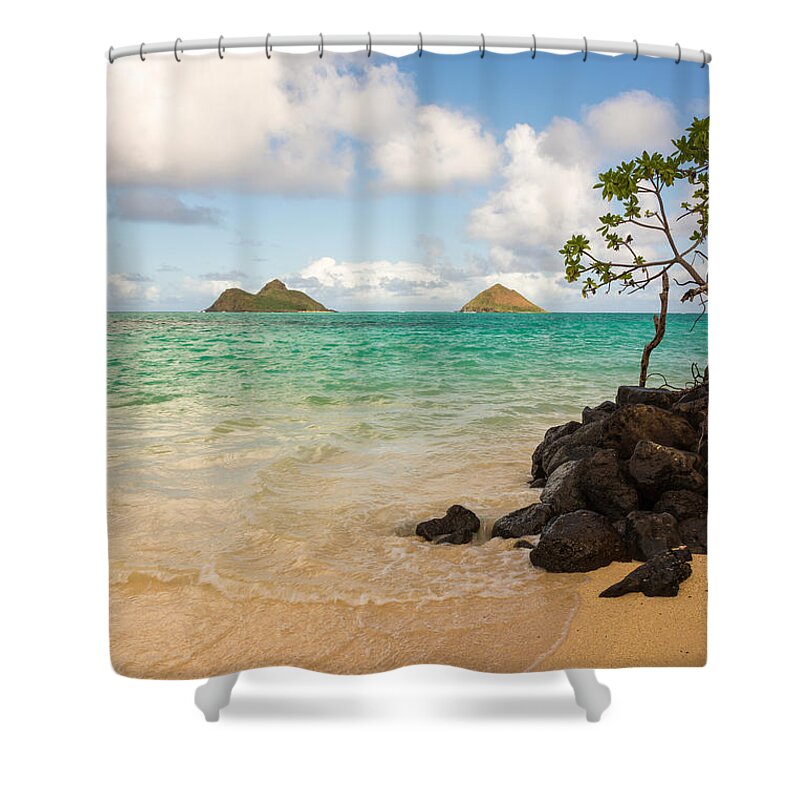 Lanikai Kailua Oahu Hawaii Beach Park Seascape Shower Curtain featuring the photograph Lanikai Beach 1 - Oahu Hawaii by Brian Harig