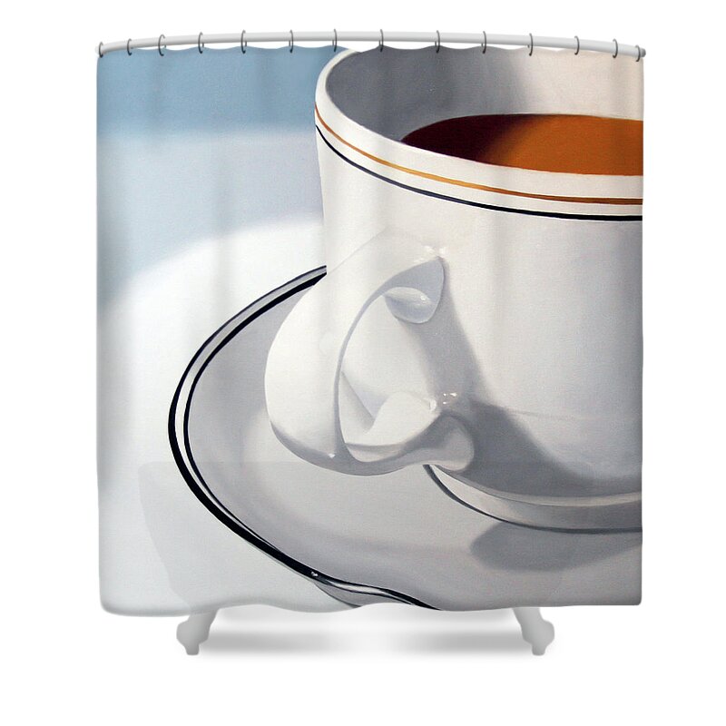 A Painting A Day Shower Curtain featuring the painting Large Coffee Cup by Mark Webster