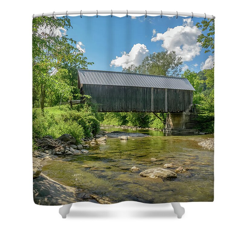 Larkin Bridge Shower Curtain featuring the photograph Larkin Bridge by Robert Mitchell