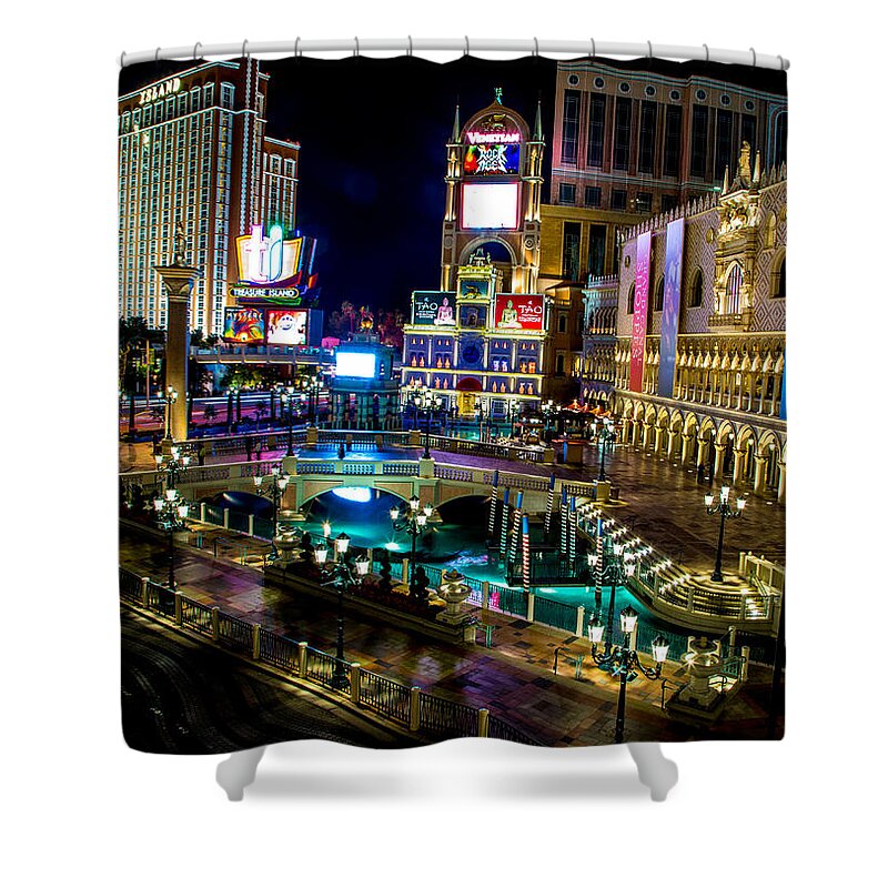 Las Vegas Shower Curtain featuring the photograph Las Vegas Lights by Lev Kaytsner