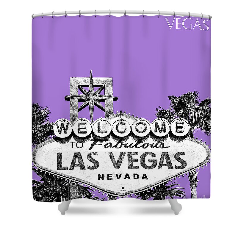 Architecture Shower Curtain featuring the digital art Las Vegas Sign - Purple by DB Artist
