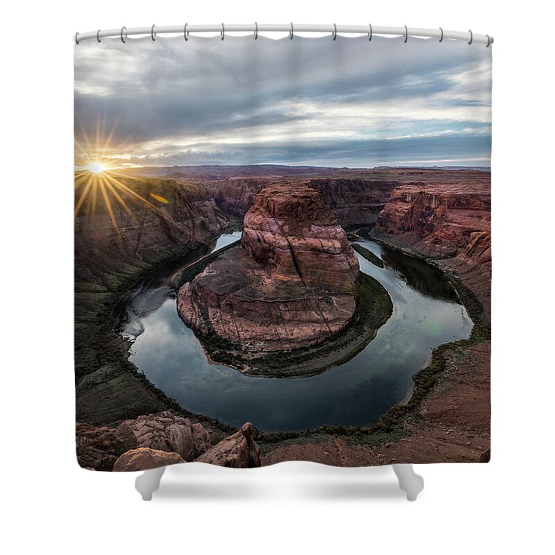 Glen Canyon Shower Curtain featuring the photograph Last Light at Horseshoe Bend by Jon Glaser