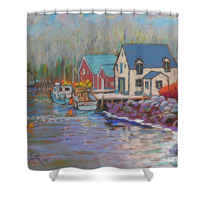 Pastels Shower Curtain featuring the pastel Last Tuesday Night by Rae Smith PAC