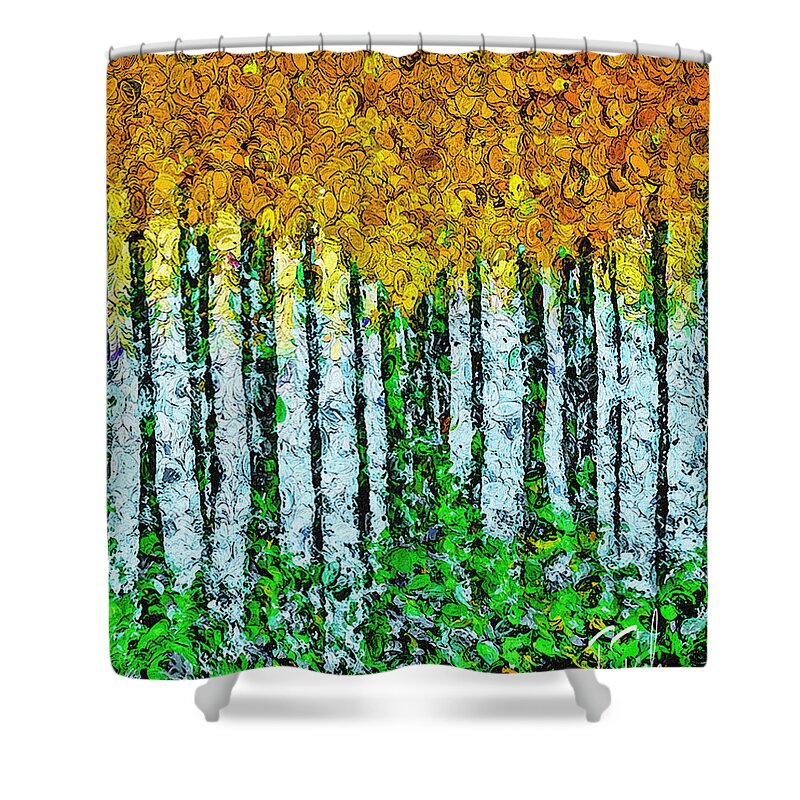 Aspen Shower Curtain featuring the digital art Late September at Eagle Nest by Terry Fiala