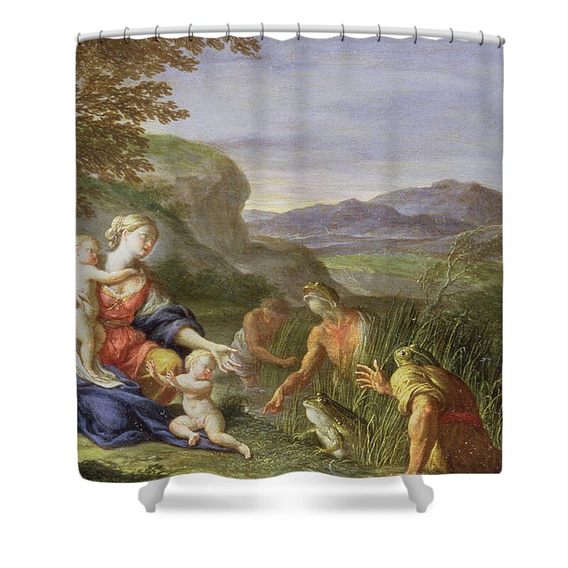 Latona Shower Curtain featuring the painting Latona and the Frogs by Francesco Trevisani