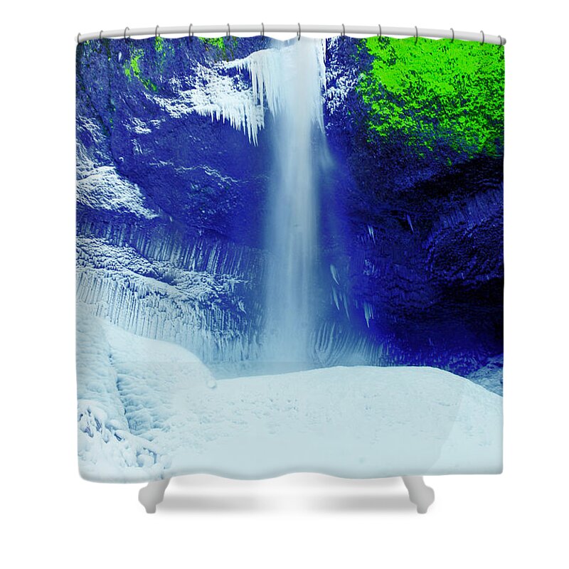 Waterfall Shower Curtain featuring the photograph Latourell Falls in Winter by Jeff Swan