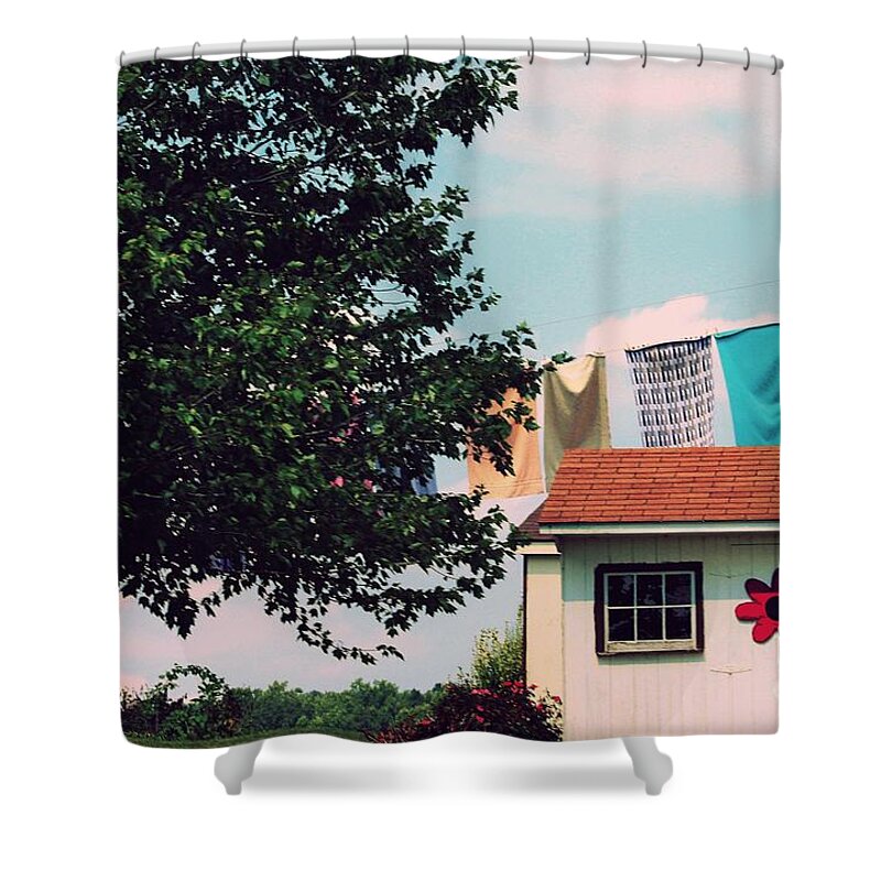 Laundry Shower Curtain featuring the photograph Laundry Day by Beth Ferris Sale
