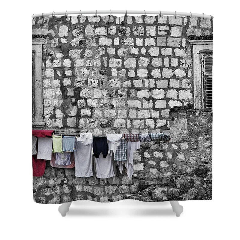 Dubrovnik Shower Curtain featuring the photograph Laundry Line - Dubrovnik Croatia #3 by Stuart Litoff