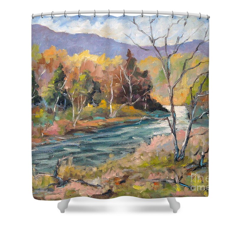 Landscape Shower Curtain featuring the painting Laurentian Hills by Richard T Pranke