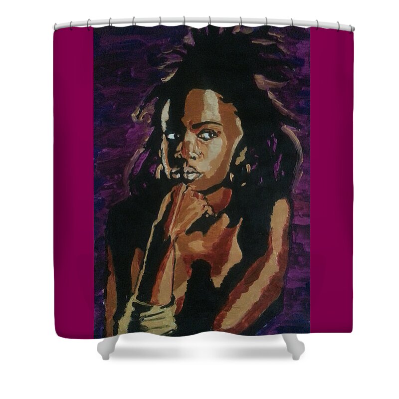 Lauryn Hill Shower Curtain featuring the painting Lauryn Hill by Rachel Natalie Rawlins