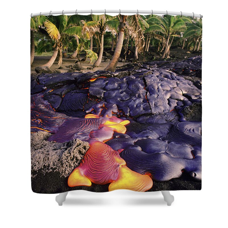 Active Shower Curtain featuring the photograph Lava Flow and Palms by Ron Dahlquist - Printscapes