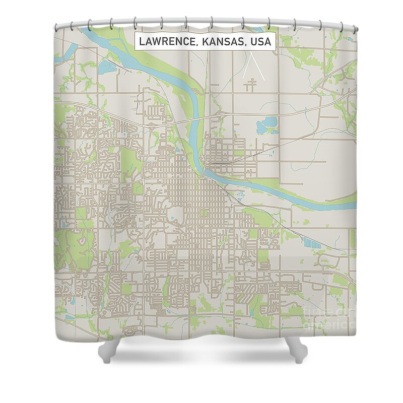 Lawrence Shower Curtain featuring the digital art Lawrence Kansas US City Street Map by Frank Ramspott