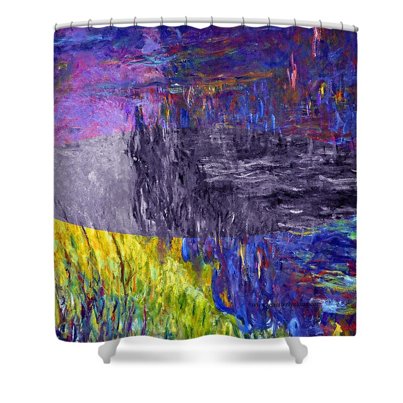 Abstract In The Living Room Shower Curtain featuring the digital art Layered 17 Monet by David Bridburg