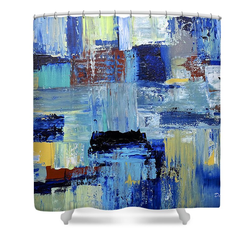 Abstract Shower Curtain featuring the painting Layers of Color by Dick Bourgault