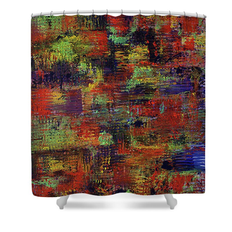 Abstract Shower Curtain featuring the painting Layers of Life by Angela Bushman