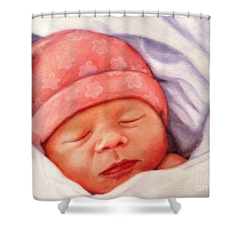 Baby Shower Curtain featuring the painting Layla by Marilyn Jacobson