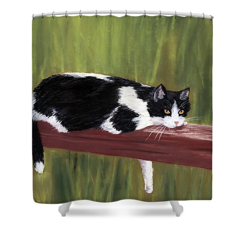 Malakhova Shower Curtain featuring the pastel Lazy Day by Anastasiya Malakhova