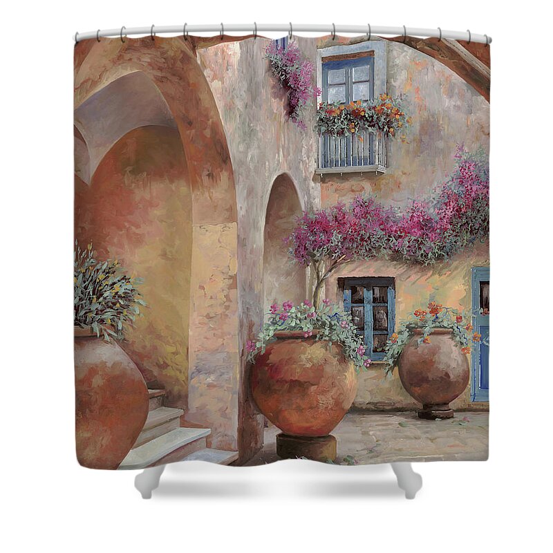Arcade Shower Curtain featuring the painting Le Arcate In Cortile by Guido Borelli