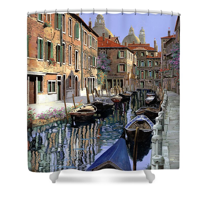 Venice Shower Curtain featuring the painting Le Barche Sul Canale by Guido Borelli