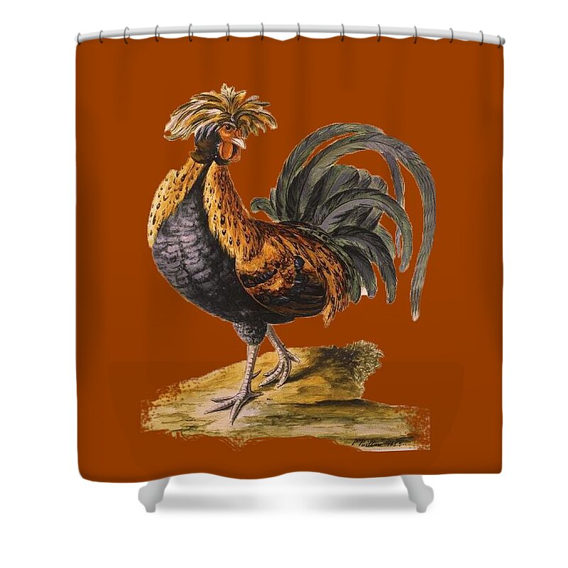 Le Coq Rooster T Shirt Design Shower Curtain featuring the digital art Le Coq Rooster T Shirt Design by Bellesouth Studio