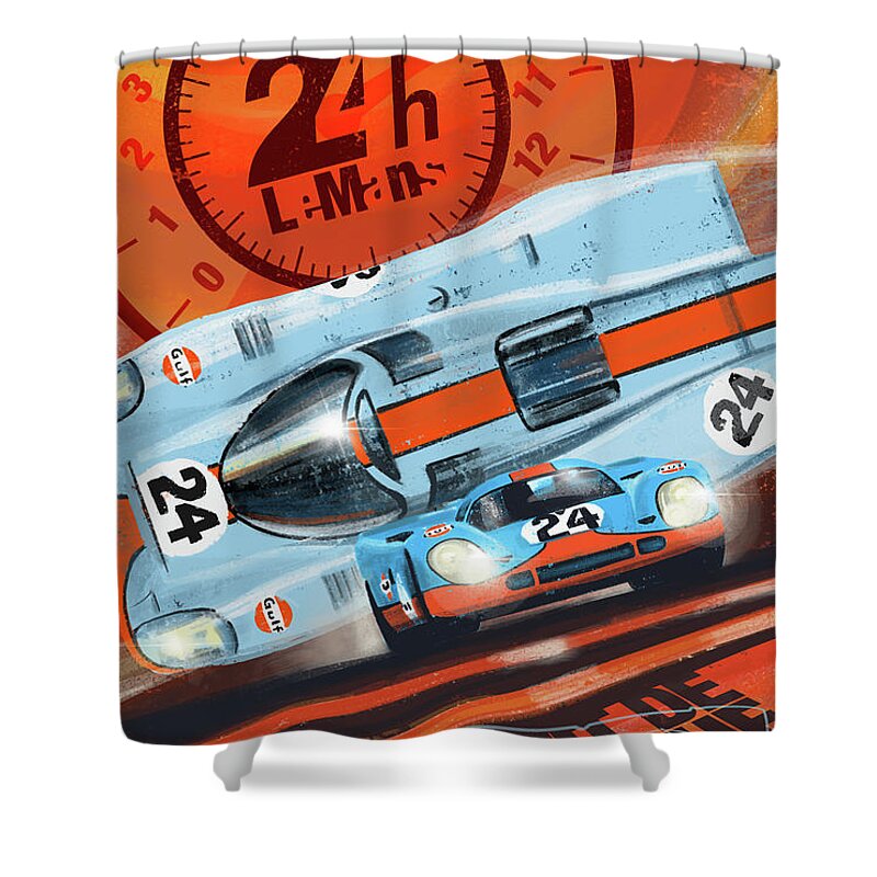 Le Mans Shower Curtain featuring the painting Le Mans 24H by Sassan Filsoof