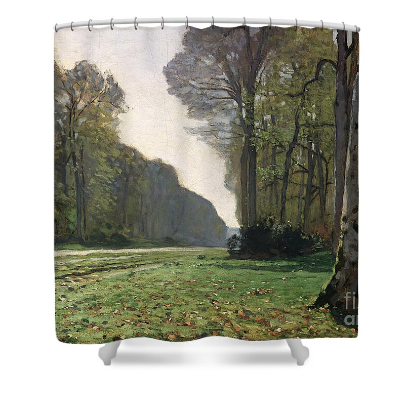 The Shower Curtain featuring the painting Le Pave de Chailly by Claude Monet