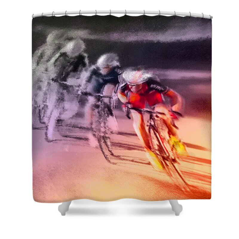 Sports Shower Curtain featuring the painting Le Tour de France 13 by Miki De Goodaboom