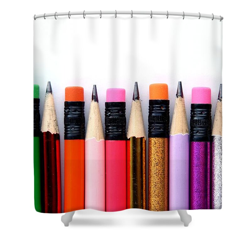 Sharpened Shower Curtain featuring the photograph Leads And Erasers by Jun Pinzon