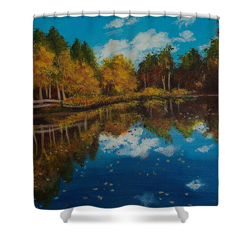 Landscape Shower Curtain featuring the painting Leaves by Elizabeth Mundaden