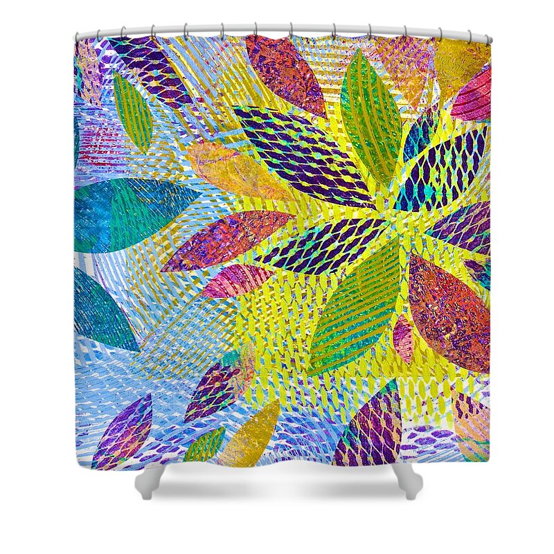  Shower Curtain featuring the painting Leaves in Dappled Light by Polly Castor