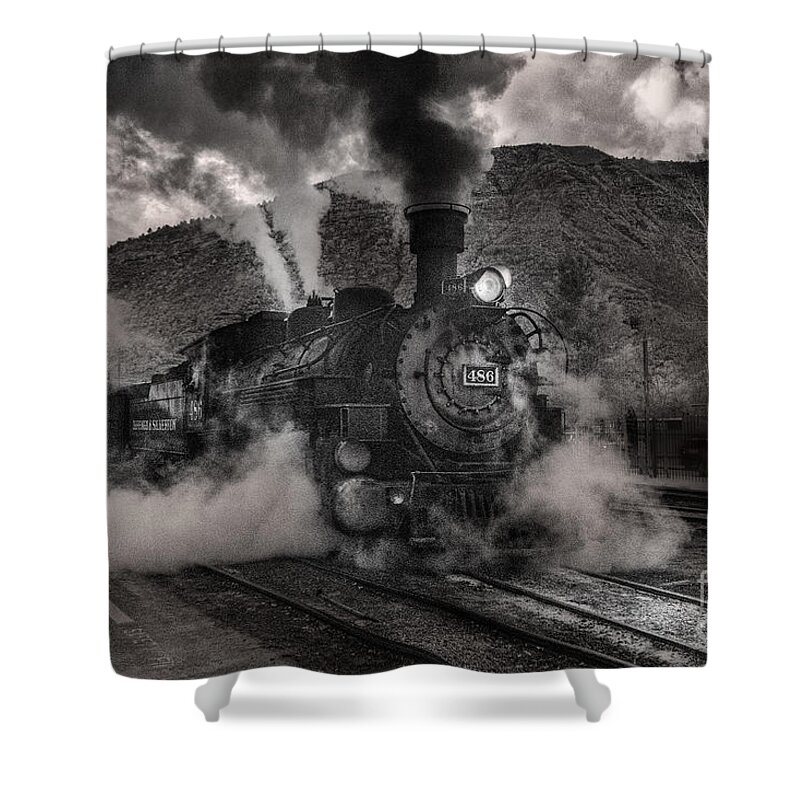 Leaving Durango For Silverton Shower Curtain featuring the digital art Leaving Durango for Silverton by William Fields