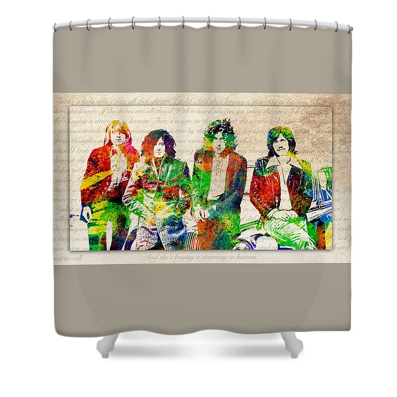 Led Zeppelin Art Shower Curtain featuring the digital art Led Zeppelin by Patricia Lintner