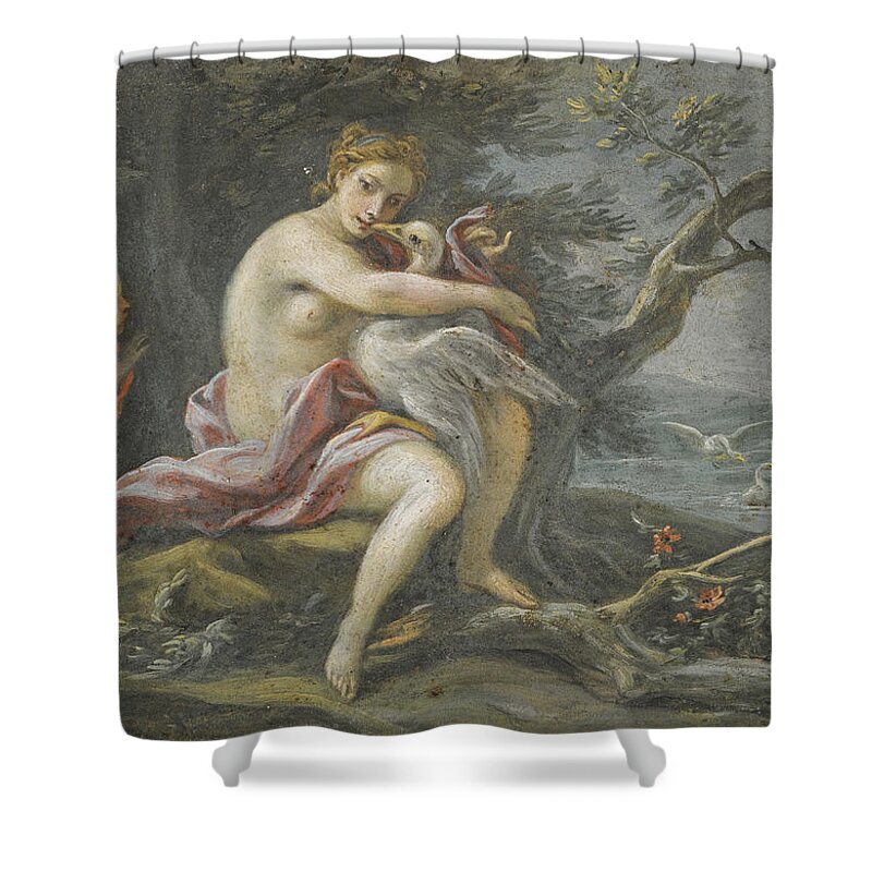 Filippo Falciatore Shower Curtain featuring the painting Leda and the Swan by Filippo Falciatore