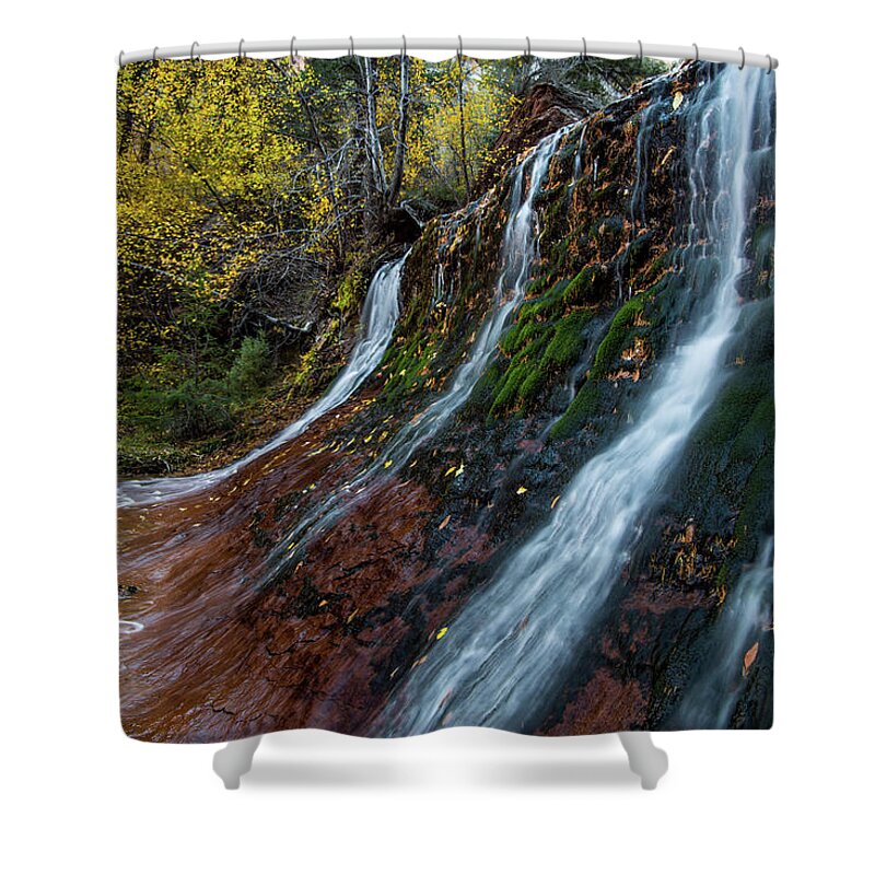 Waterfall Shower Curtain featuring the photograph Left Fork Waterfall by Wesley Aston