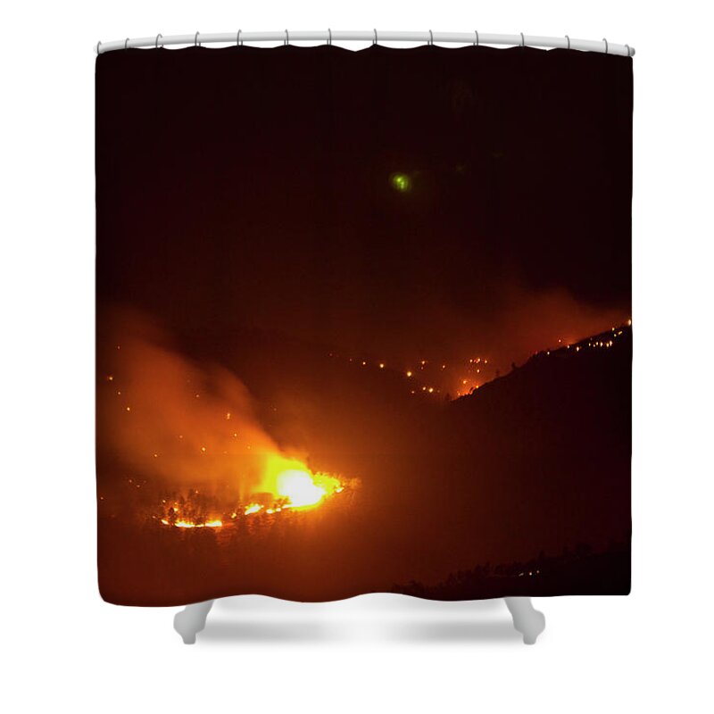 Lefthand Canyon Wildfire Shower Curtain featuring the photograph Lefthand Canyon Wildfire flare up Boulder County Colorado by James BO Insogna