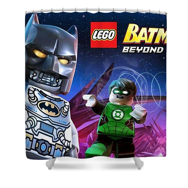 Lego Batman 3 Beyond Gotham Shower Curtain featuring the digital art LEGO Batman 3 Beyond Gotham by Super Lovely